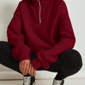 INAWLY Solva Women's Casual Zip-Up Drop Shoulder Sweatshirt For Autumn, Everyday Wear Graduation,Back To School Outfits,Graduation,Teacher Outfits For Women,Back To School Pullover Fall Outfit