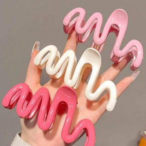 3/2pcs Plastic Wave Pattern Hair Clips For Women, 11cm/4.3in Size, Dopamine Color Palette, Fashion Accessories For Halloween Accessories