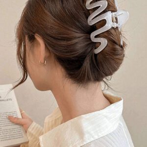 3/2pcs Plastic Wave Pattern Hair Clips For Women, 11cm/4.3in Size, Dopamine Color Palette, Fashion Accessories For Halloween Accessories