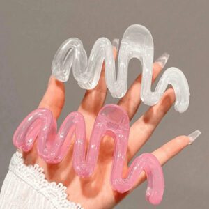3/2pcs Plastic Wave Pattern Hair Clips For Women, 11cm/4.3in Size, Dopamine Color Palette, Fashion Accessories For Halloween Accessories
