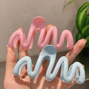 3/2pcs Plastic Wave Pattern Hair Clips For Women, 11cm/4.3in Size, Dopamine Color Palette, Fashion Accessories For Halloween Accessories