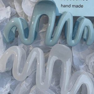 3/2pcs Plastic Wave Pattern Hair Clips For Women, 11cm/4.3in Size, Dopamine Color Palette, Fashion Accessories For Halloween Accessories