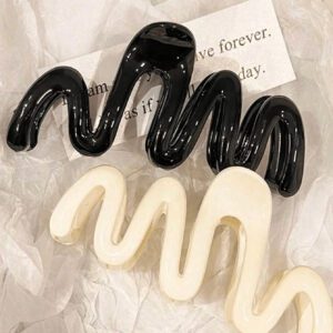 3/2pcs Plastic Wave Pattern Hair Clips For Women, 11cm/4.3in Size, Dopamine Color Palette, Fashion Accessories For Halloween Accessories