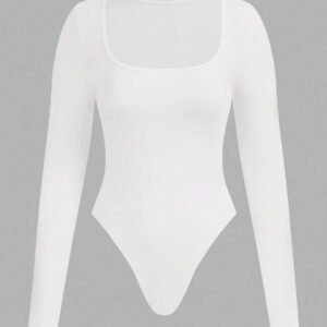 SHEIN EZwear 2pcs Women's Square Neck Long Sleeve Bodysuit Set