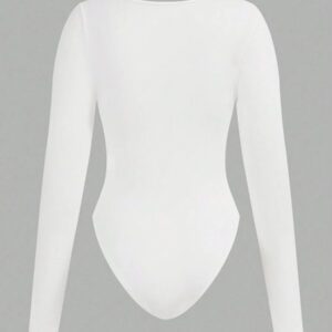 SHEIN EZwear 2pcs Women's Square Neck Long Sleeve Bodysuit Set