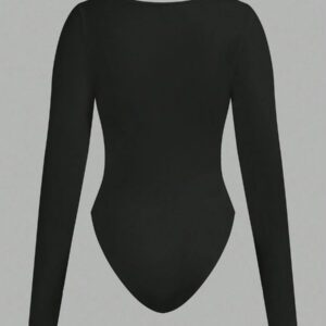 SHEIN EZwear 2pcs Women's Square Neck Long Sleeve Bodysuit Set