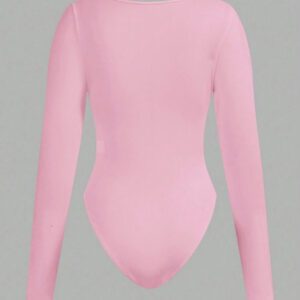 SHEIN EZwear 2pcs Women's Square Neck Long Sleeve Bodysuit Set