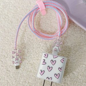 5pcs/Set Purple Flying Design 20W/18W Phone Charger Set, Charging Cable Protector, Charger Head Cover, Compatible With IPhone 11 12 13 14 15 16 Charger Protector