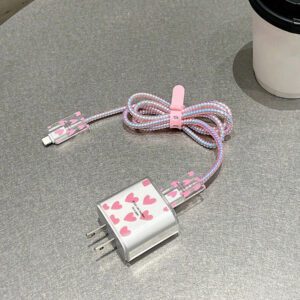 5pcs/Set Purple Flying Design 20W/18W Phone Charger Set, Charging Cable Protector, Charger Head Cover, Compatible With IPhone 11 12 13 14 15 16 Charger Protector