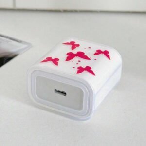 5pcs/Set Purple Flying Design 20W/18W Phone Charger Set, Charging Cable Protector, Charger Head Cover, Compatible With IPhone 11 12 13 14 15 16 Charger Protector