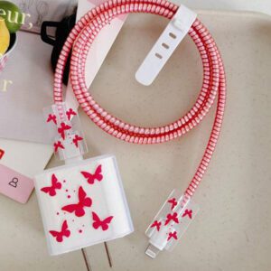 5pcs/Set Purple Flying Design 20W/18W Phone Charger Set, Charging Cable Protector, Charger Head Cover, Compatible With IPhone 11 12 13 14 15 16 Charger Protector