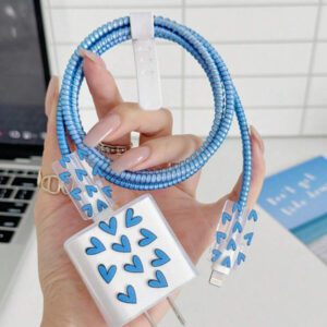 5pcs/Set Purple Flying Design 20W/18W Phone Charger Set, Charging Cable Protector, Charger Head Cover, Compatible With IPhone 11 12 13 14 15 16 Charger Protector