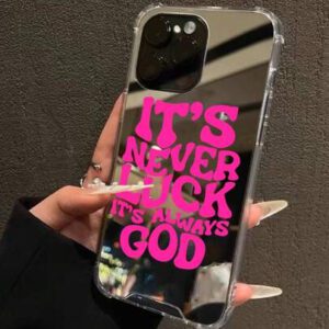 God Bless You Pattern Mirror Anti-Fall Sleeve Phone Case Compatible With IPhone Waterproof Shockproof Scratch Resistant