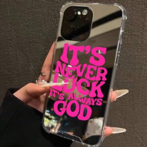 God Bless You Pattern Mirror Anti-Fall Sleeve Phone Case Compatible With IPhone Waterproof Shockproof Scratch Resistant
