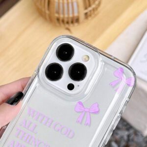 1pc Minimalist Pink Girl Bowknot Religious Slogan Design Airbag Anti-Slip Soft Phone Case Compatible With IPhone11/12/13/14/15/16 Pro Max Waterproof Shockproof Anti-Fall Scratch Resistant