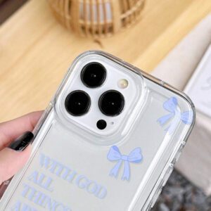 1pc Minimalist Pink Girl Bowknot Religious Slogan Design Airbag Anti-Slip Soft Phone Case Compatible With IPhone11/12/13/14/15/16 Pro Max Waterproof Shockproof Anti-Fall Scratch Resistant