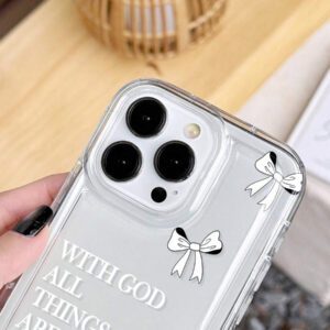 1pc Minimalist Pink Girl Bowknot Religious Slogan Design Airbag Anti-Slip Soft Phone Case Compatible With IPhone11/12/13/14/15/16 Pro Max Waterproof Shockproof Anti-Fall Scratch Resistant