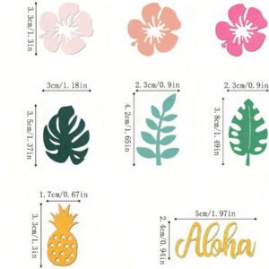 100/200pcs Hawaiian Luau Confetti Table DecorationsSummer Table Confetti Tropical Flowers Leaves PineapplesAloha Hawaiian Luau Party Decorations