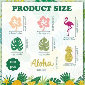 100/200pcs Hawaiian Luau Confetti Table DecorationsSummer Table Confetti Tropical Flowers Leaves PineapplesAloha Hawaiian Luau Party Decorations