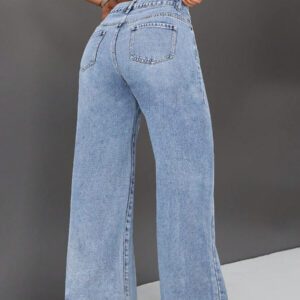 SHEIN ICON Jean à jambe large rétro de couleur unie avec poches