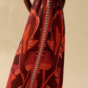 CAJUNI Robe d'été décontractée de plage pour femmes, style vacances tropicales boho, avec imprimé de fleurs et de palmiers, à fines bretelles, avec laçage