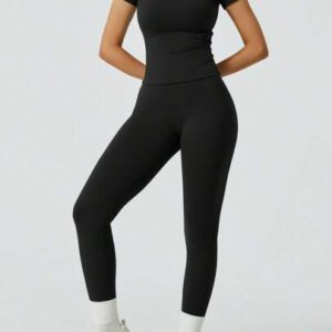 NcmRyu Ensemble sport décontracté femme de couleur unie simple, printemps/été