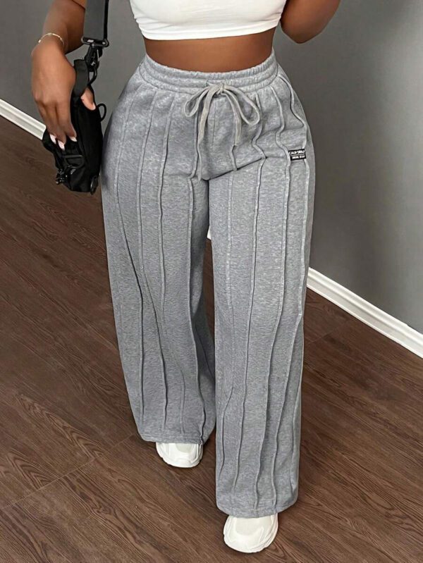 Slaydiva Pantalon décontracté gris à jambe droite taille basse -Z – Image 8