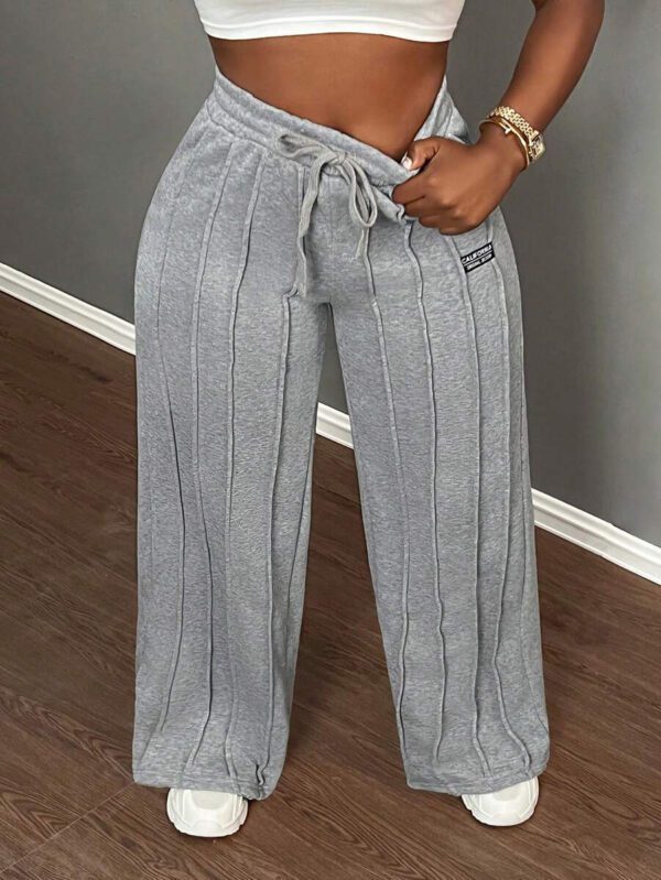 Slaydiva Pantalon décontracté gris à jambe droite taille basse -Z – Image 9