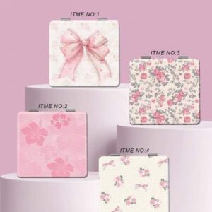 1 pièce Mini Miroir de Poche Pliable Favori des Filles, Miroir à Main Ultra Fin et Pratique avec Cadre Argenté Électrolysé Nano, Design de Détails Délicats, Convient Pour de Multiples Occasions