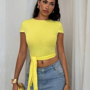 Glamine Débardeur réversible à nœud jaune pour femmes, convient pour les vêtements d'été et d'automne des femmes, retour à l'école