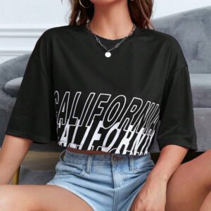 SHEIN EZwear T-shirt court à lettres