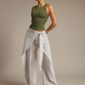 Hauture Blouse ajustée sans manches à la mode avec design de boutons de couleur unie pour femmes