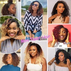 10/14 pouces Tresses de cheveux crochetés Yanky Twist, 1/9 paquets de cheveux crochetés à torsion passion avec extrémités bouclées. Petits cheveux torsadés bouclés au crochet pour tresses twist sénégalaises