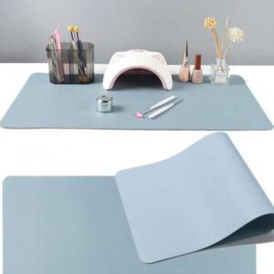 Tapis de table pour art des ongles gris, imperméable et pliable. Repose-bras et repose-main pour manucure, microfibre doux et résistant. Tapis de table pour manucure pour technicien des ongles, salon ou à la maison