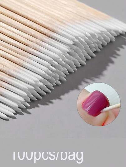 100 pièces Bâtonnets en bois pour ongles, bâtonnets de correction de manucure, outil de vernis à ongles Ultra-petit à double extrémité, 100 pièces micro-brosses sans peluches pour le retrait de la colle pour extension de cils, fournitures pour ongles, outils pour ongles, outils de nail art, rentrée scolaire, ongles, outils pour ongles pour faux ongles, outils de manucure et pédicure