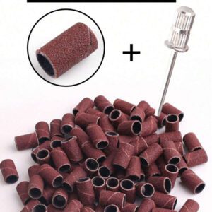 100 pièces Bandes de ponçage de 180 grains et embout de lime électrique pour manucure, tête de coupe de vernis à ongles pour machine