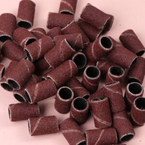 100 pièces Bandes de ponçage de 180 grains et embout de lime électrique pour manucure, tête de coupe de vernis à ongles pour machine