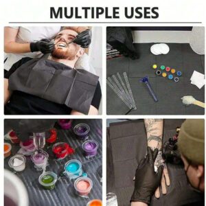 Tapis de table pour manucure jetable rose et noir, 3 couches imperméables pliables, serviettes de nettoyage pour manucure, multifonction, belle, imperméable, tablier pour tatouage et dentaire, outils de manucure
