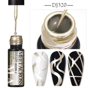 Ensemble de 4 pièces vernis à ongles en gel de doublure de peinture, vernis à ongles en gel métallique miroir, vernis à ongles en gel noir blanc avec ligne d'araignée peinte, pour l'art des ongles, le dessin acrylique, la conception des ongles français, kit de manucure de salon de maison pour femmes