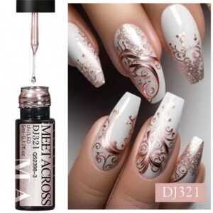 Ensemble de 4 pièces vernis à ongles en gel de doublure de peinture, vernis à ongles en gel métallique miroir, vernis à ongles en gel noir blanc avec ligne d'araignée peinte, pour l'art des ongles, le dessin acrylique, la conception des ongles français, kit de manucure de salon de maison pour femmes