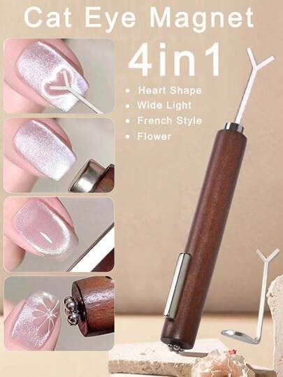 2 pièces Aimants pour ongles gel effet œil de chat 4 en 1, outils multifonctions pour manucure UV, fleurs, bâtonnets magnétiques pour salon de beauté et DIY à domicile, fournitures pour ongles, outils pour ongles, outils de nail art, rentrée scolaire, ongles, outils pour faux ongles