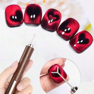 2 pièces Aimants pour ongles gel effet œil de chat 4 en 1, outils multifonctions pour manucure UV, fleurs, bâtonnets magnétiques pour salon de beauté et DIY à domicile, fournitures pour ongles, outils pour ongles, outils de nail art, rentrée scolaire, ongles, outils pour faux ongles