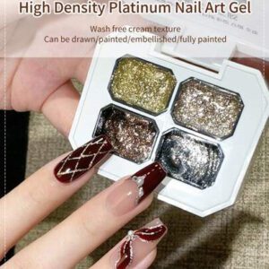 annies Quatre grilles de palais Traceur de gel métallique Nail Art Argent Bronze Or Miroir Chrome Effet 3D Vernis à ongles en gel Peinture métallique Dessin
