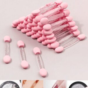 50 pièces Pinceau d'art pour les ongles à double face rose chrome noir, pinceau multifonctionnel pour les ongles, applicateur d'ongles en poudre, bâtonnets éponge, fournitures pour les ongles, équipement, outil de coloration