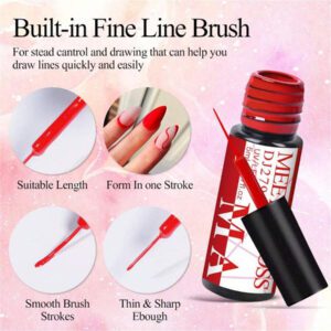 MEET ACROSS Ensemble de vernis à ongles de liner en gel pour peindre des toiles d'araignées, 2 pièces 5 ml de vernis à ongles de liner blanc et noir, DIY vernis à ongles d'été pour les ongles français, peinture de design d'ongles à tourbillon, vernis à ongles durcissable avec kit de fournitures d'art d'ongle de brosse fine, ensemble de manicure pour salon à domicile, cadeau pour femmes