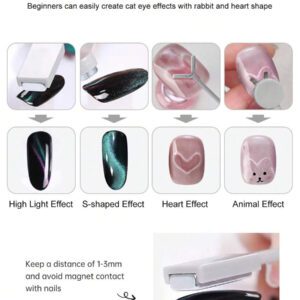 Beautizon Nailartlab 2 pièces Ensemble d'outils de manucure magnétique en forme de cœur, aimant multifonctionnel en forme de griffe de chat puissant et outil magnétique en forme de cœur en Y pour effet œil de chat 5D, convient pour les accessoires de salon de manucure, fournitures pour ongles, outils de manucure, outils d'art pour les ongles, retour à l'école, ongles, outils pour les faux ongles, outils de manucure et de pédicure