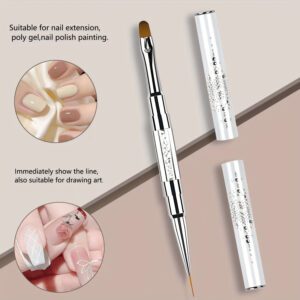 Pinceaux d'art pour les ongles à double extrémité, pinceaux pour la manucure française et le gel de construction avec manche en strass, outils de conception d'ongles pour usage en salon