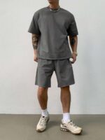 DAZY T-shirt décontracté marron unicolore pour hommes, coupe regular, été – Image 11
