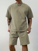DAZY T-shirt décontracté marron unicolore pour hommes, coupe regular, été – Image 15