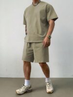DAZY T-shirt décontracté marron unicolore pour hommes, coupe regular, été – Image 18